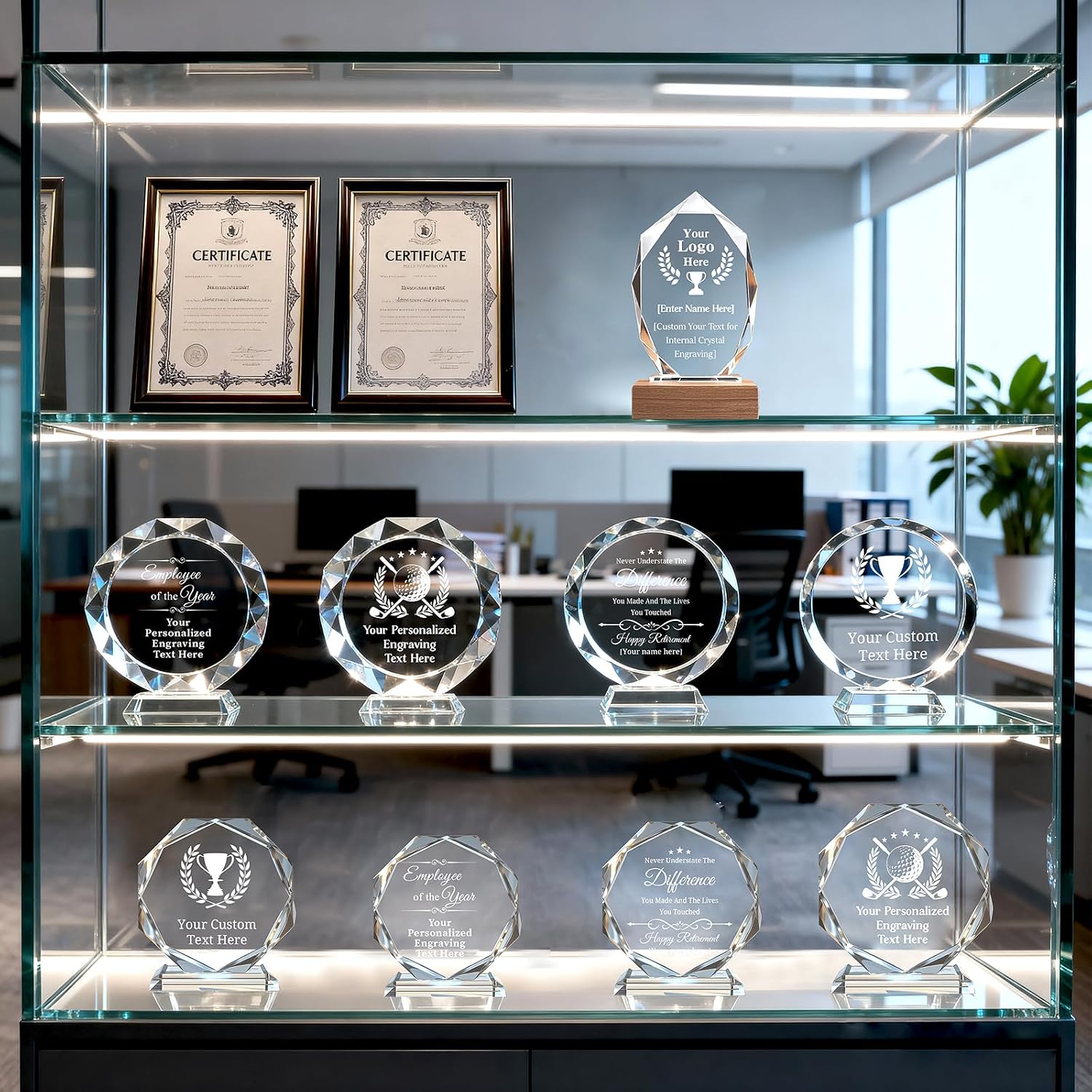 Personalized Trophy Award - Custom Crystal Awards and Trophies - Plaques Personalized Engraved - Thank You Gifts