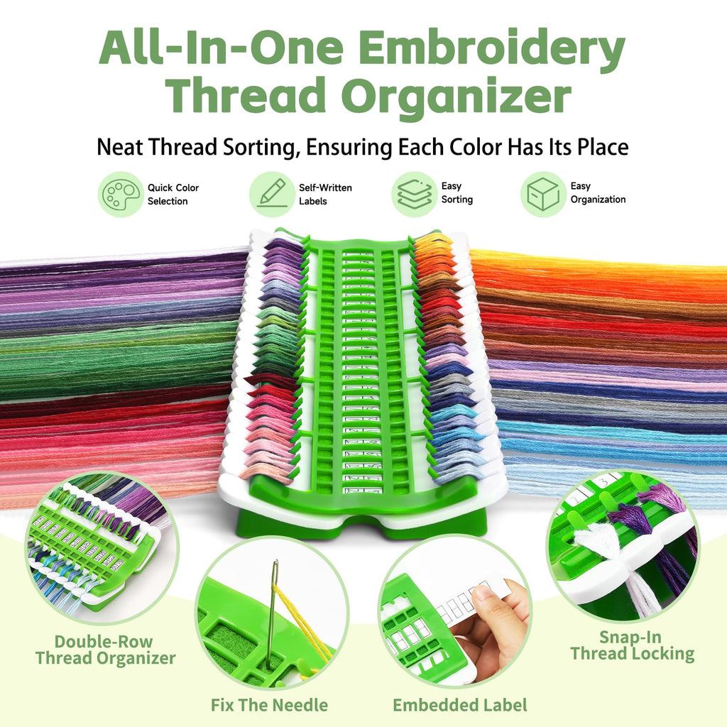 50 Position Embroidery Floss Organizer, Thread Shelf with 15P Card
