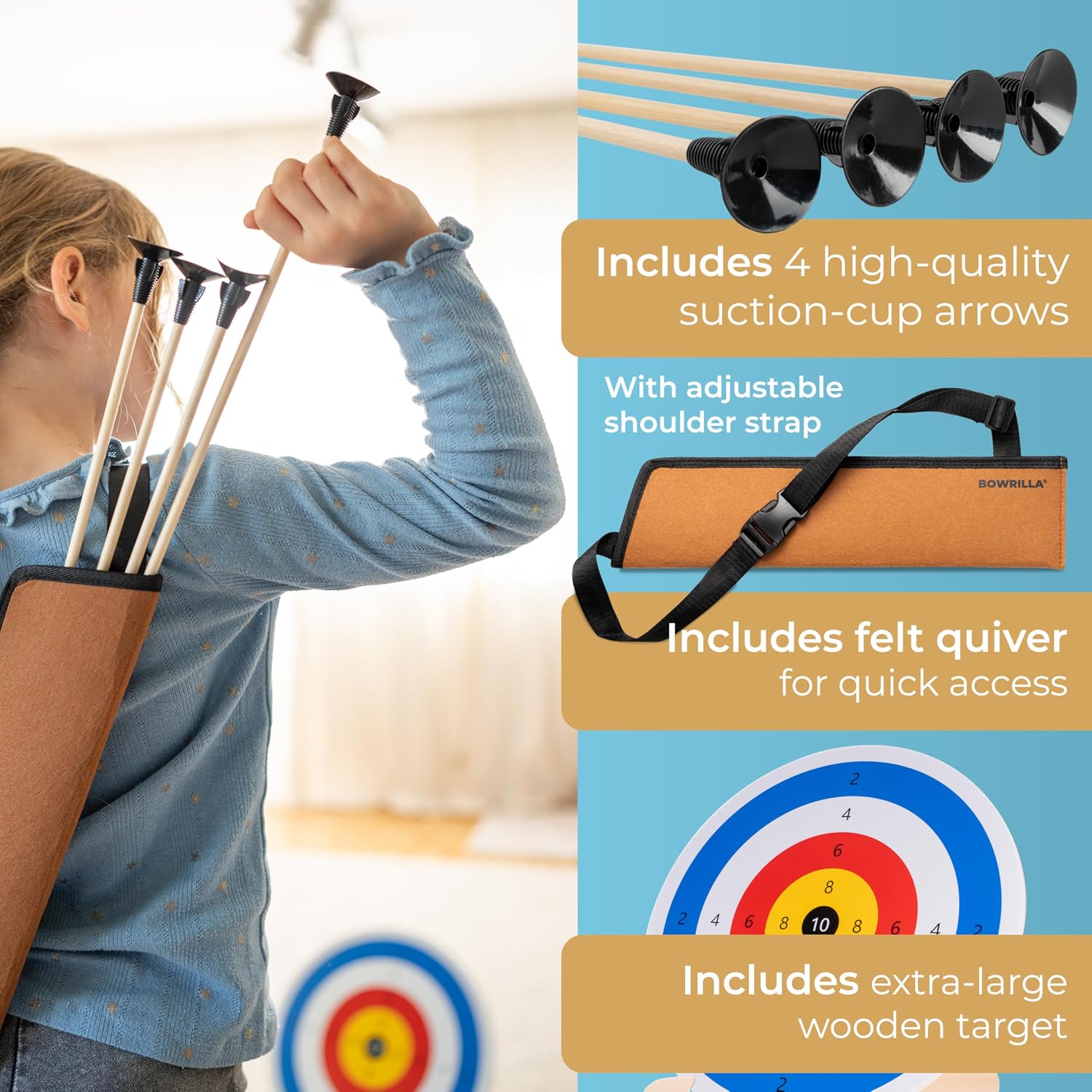 Kids Bow and Arrow Set with Suction Cup Arrows & Target – Archery Set for Kids Indoor & Outdoor – Bow and Arrow for