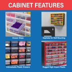 16-Drawer Plastic Storage Cabinet, 10.5"W x 6.5"D x 8.5"H, White