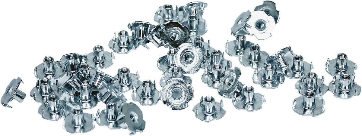 TCH Hardware 100 Pack Steel 4 Prong T Nuts 10-32 x 5/16" - Zinc Coated