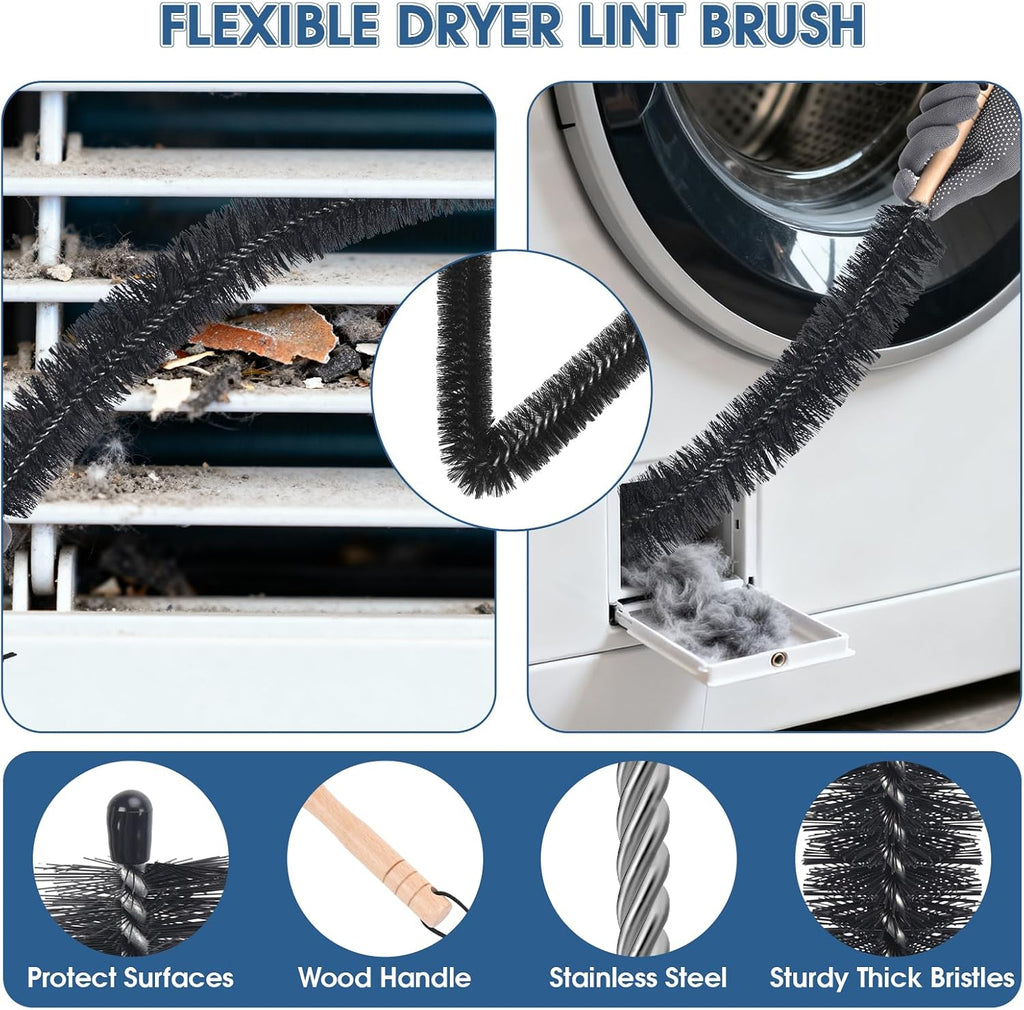 Universal Dryer Vent Cleaner Kit Compatible with Most Vacuum Cleaner Include Vacuum Hose Attachment Accessories Brush