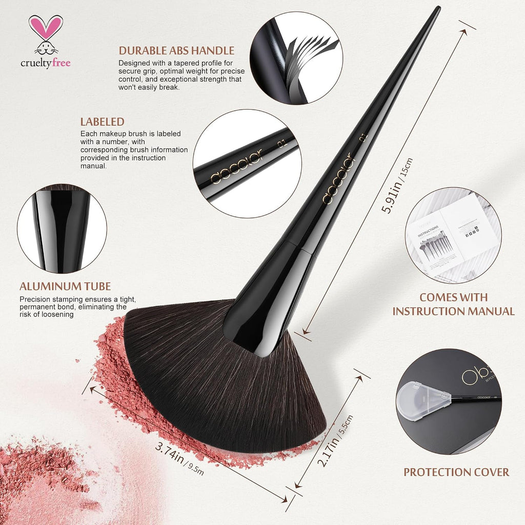 Makeup Brushes Set Professional 30Pcs Obsidian Makeup Brushes Premium Synthetic Powder Kabuki Foundation Contour