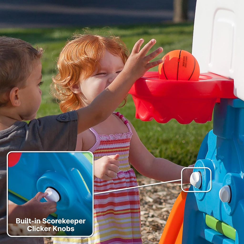 Game Time Sports Climber, Kids Indoor/Outdoor Playset, Backyard Playground Set, Slide, Climbing Wall, Basketball