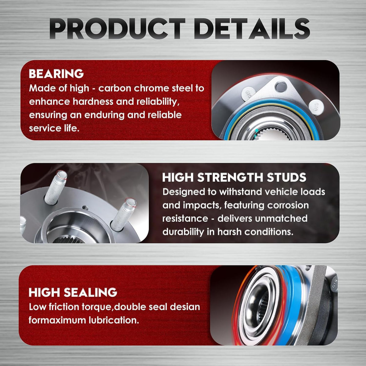 Betthand 513121 Front Wheel Bearing and Hub Assembly for 00-13 Chevy Impala