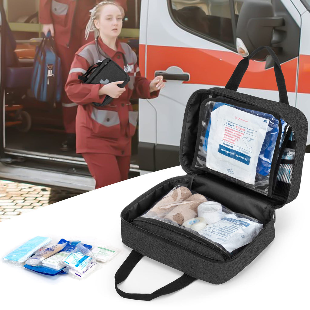 Empty First Aid Kits Case, Portable Emergency Kit Organizer, Black