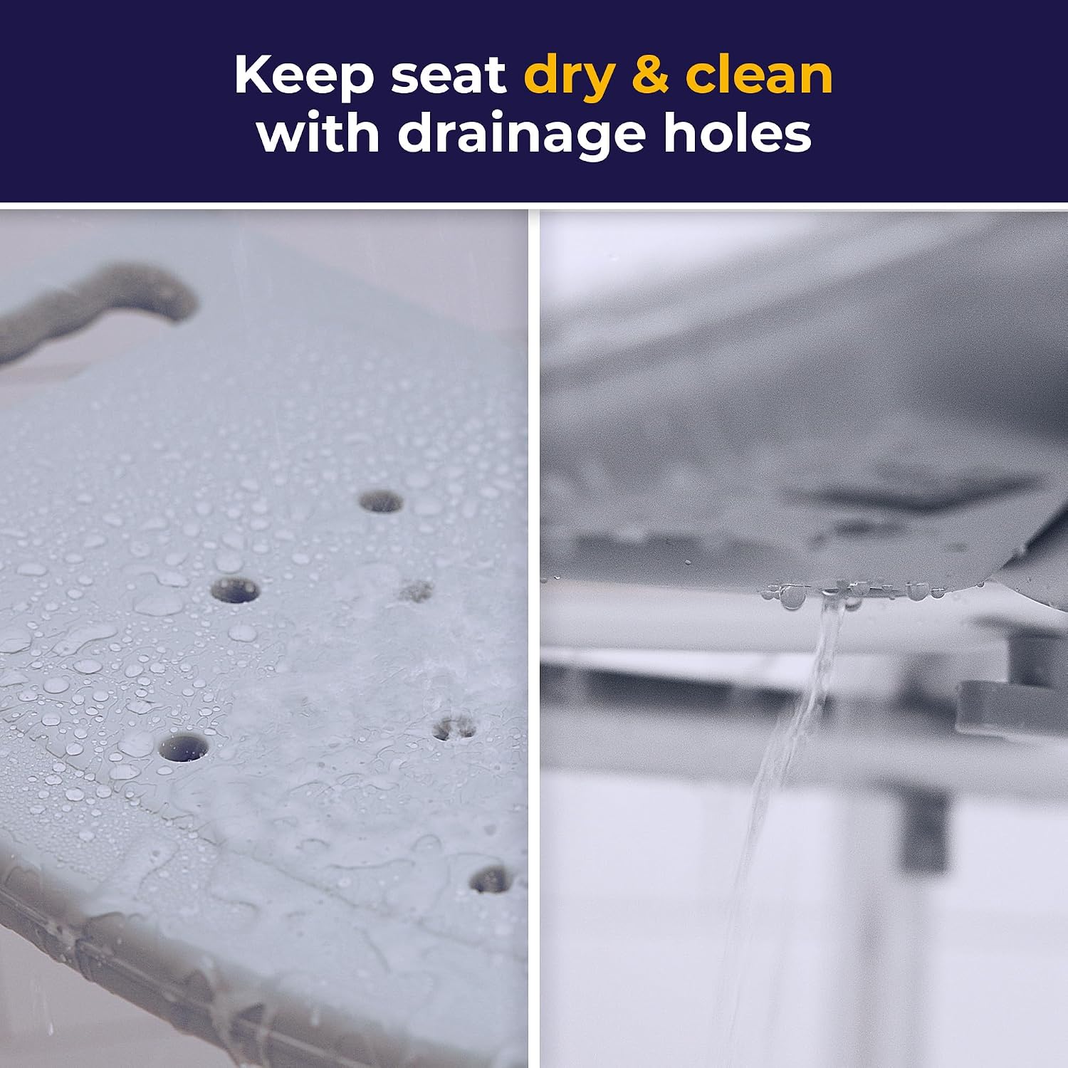 Shower Chair with Back - Adjustable Bathroom Bench - Suction Feet - Lightweight Durable Construction - Comfortable