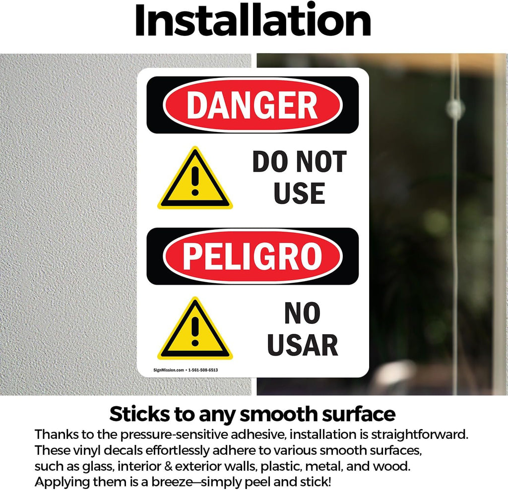 (2 Pack) Do Not Use OSHA Danger Sign 5 Inch X 3.5 Inch Vinyl Label Decal Sticker Weather Resistant, UV Protected for