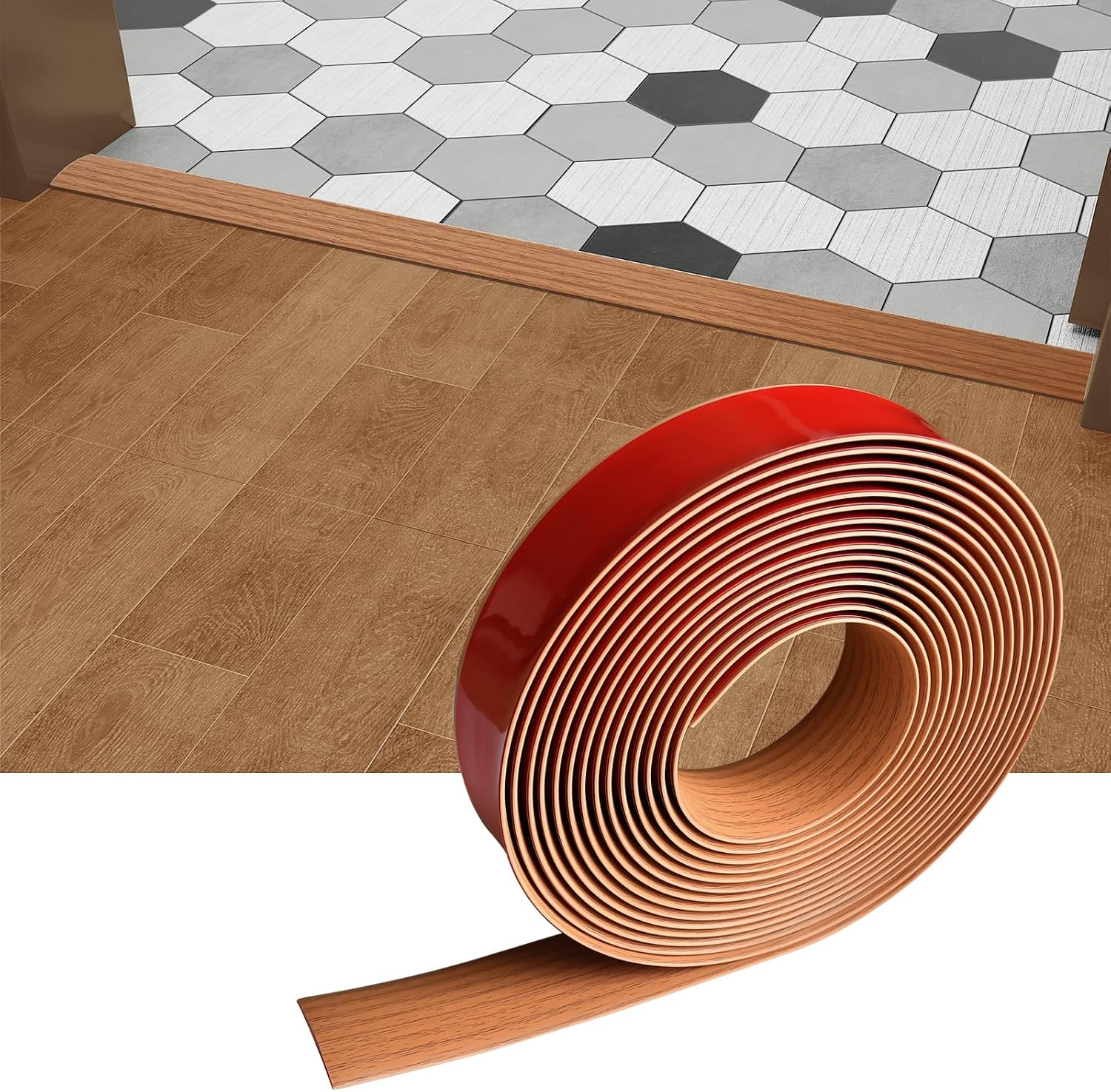 Floor/Door Flat Transition Strip & Self Adhesive Vinyl Edge Trim - Laminate Gap Covering Joining Strip