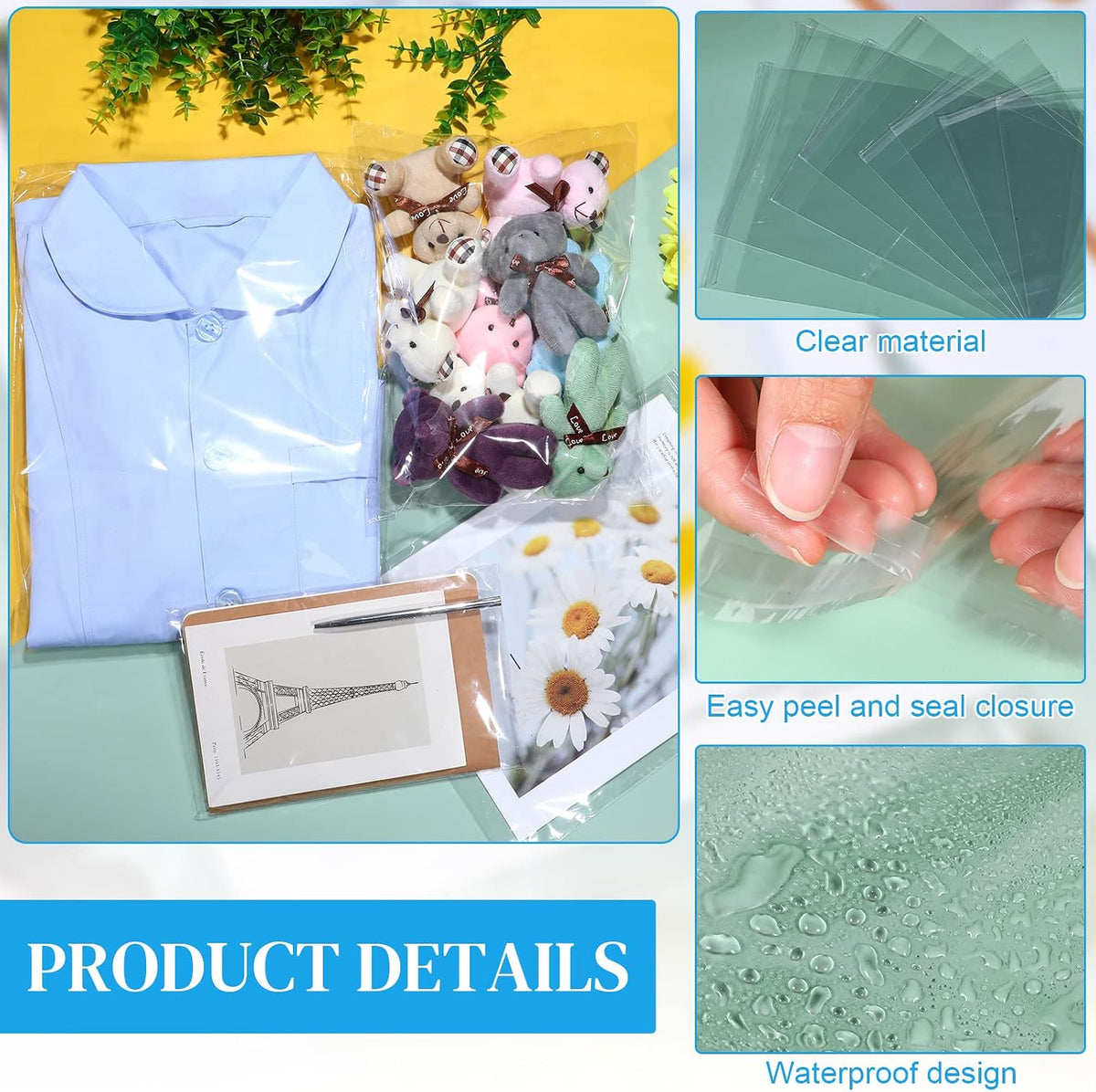 600 Pcs Cello Bags, 6'' X 9", 8'' X 10", 9'' X 12", 11'' X 14"
