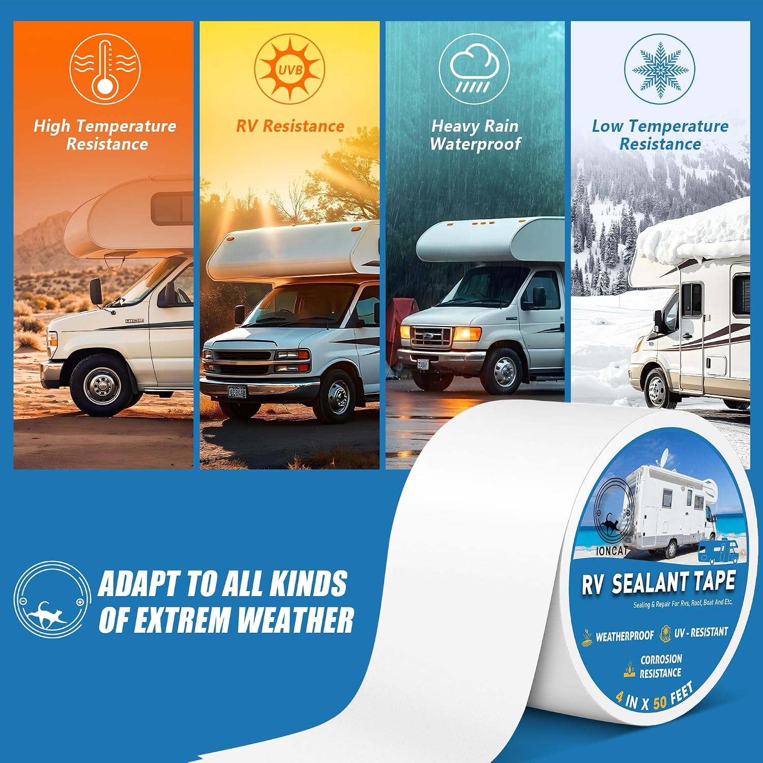 RV Roof Sealant Tape, 4 Inch X 50 Feet RV Roofing Tape, RV Roof Repair Tape