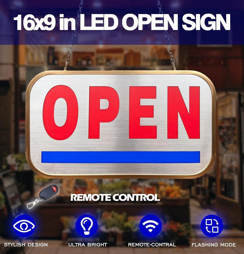 Led Open Signs for Business 16x9 in Neon Open Sign Led with Remote