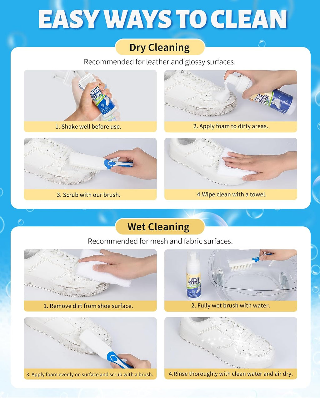Shoe Cleaner, Sneaker Cleaner Kit with Brush and Towel, Deep Clean Shoe Cleaning Kit for White Shoes