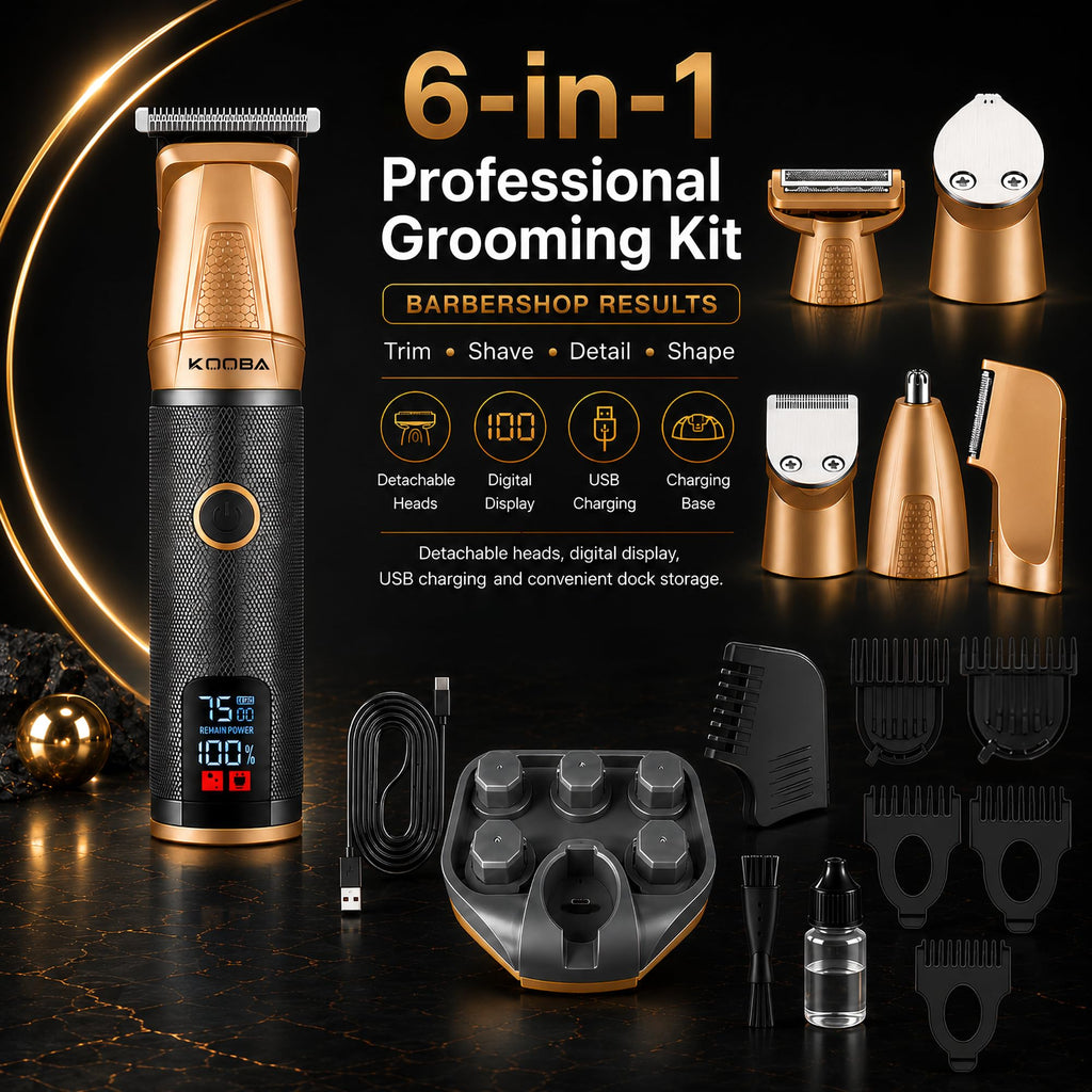 6-in-1 Beard Trimmer for Men with Charging Dock