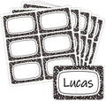 180 Pcs Composition Notebook Name Tag Stickers Self-Adhesive Nameplate Decal Black and White Blank Name Label for