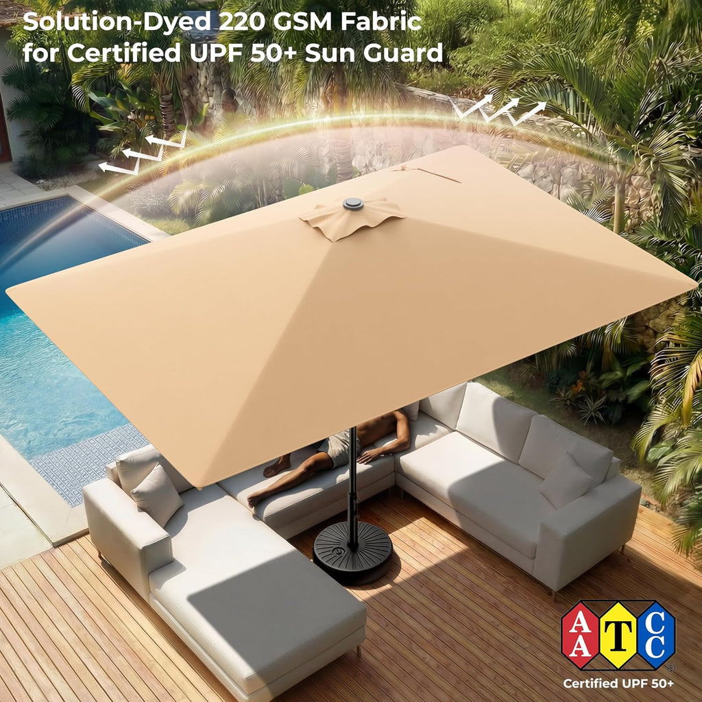 6.6 x 10 ft Rectangular Patio Umbrella Rectangle Umbrella Outdoor Patio, Large Outdoor Umbrellas for Patio Table with