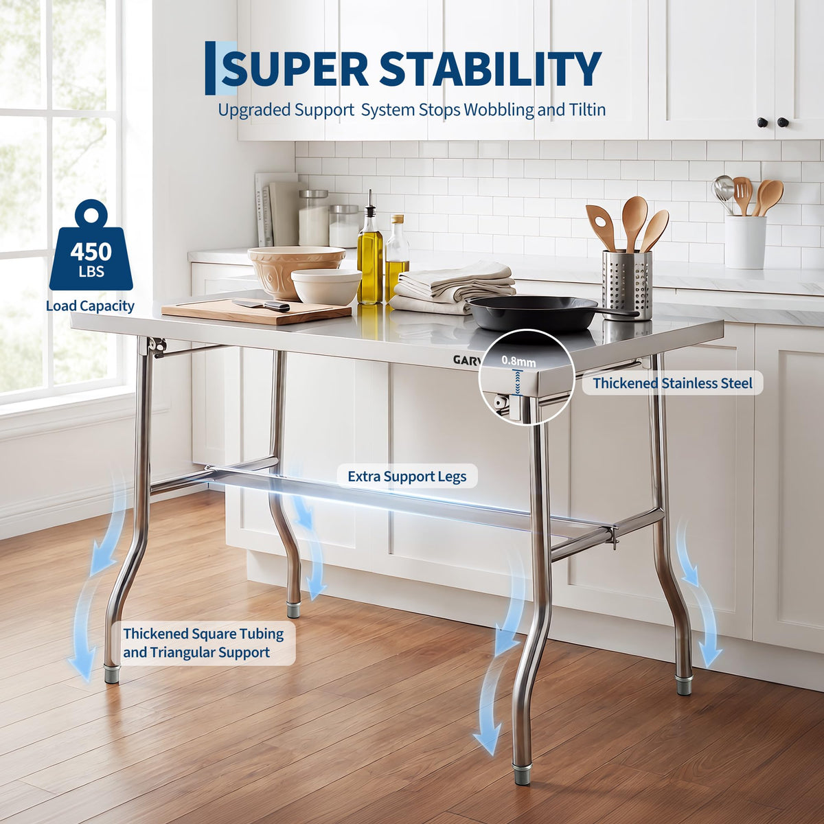 Stainless Steel Folding Work Table,24"x48" Small Portable Foldable Table