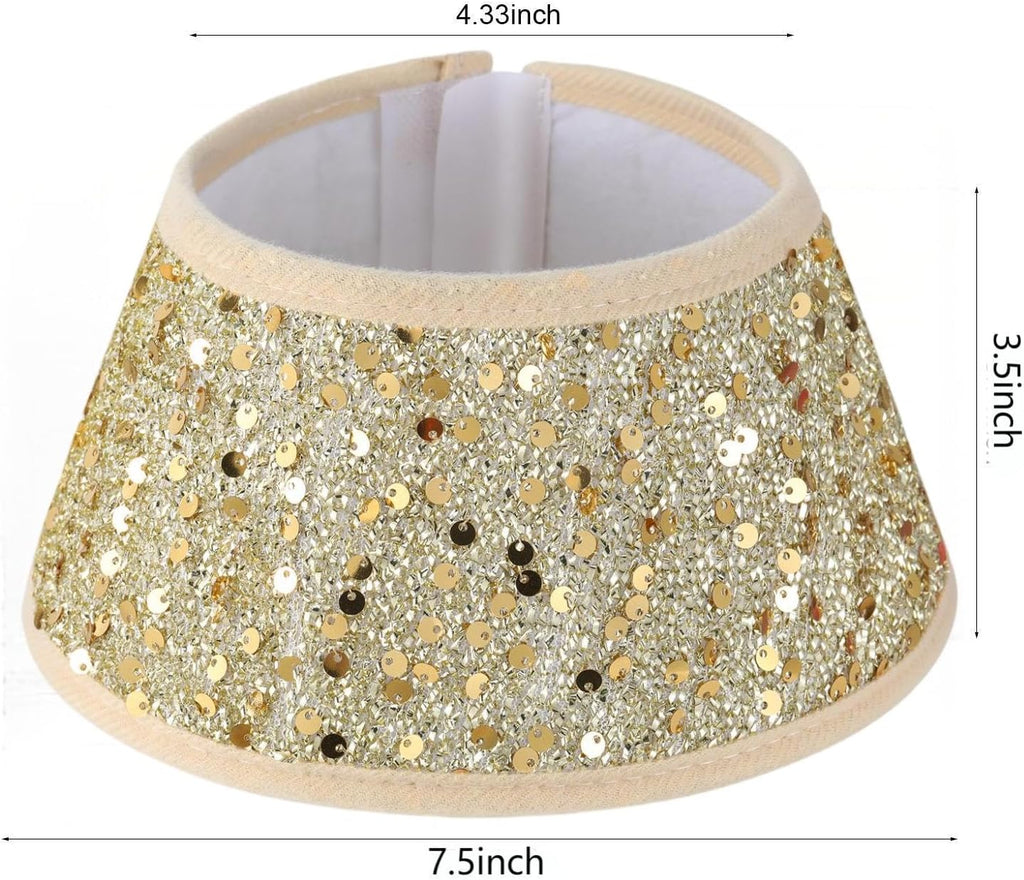 Mini Glitter Christmas Tree Collar,Sequin Tree Skirt Base Cover | 7.5 Inch Sequin Rustic Tree Skirt Base Cover for