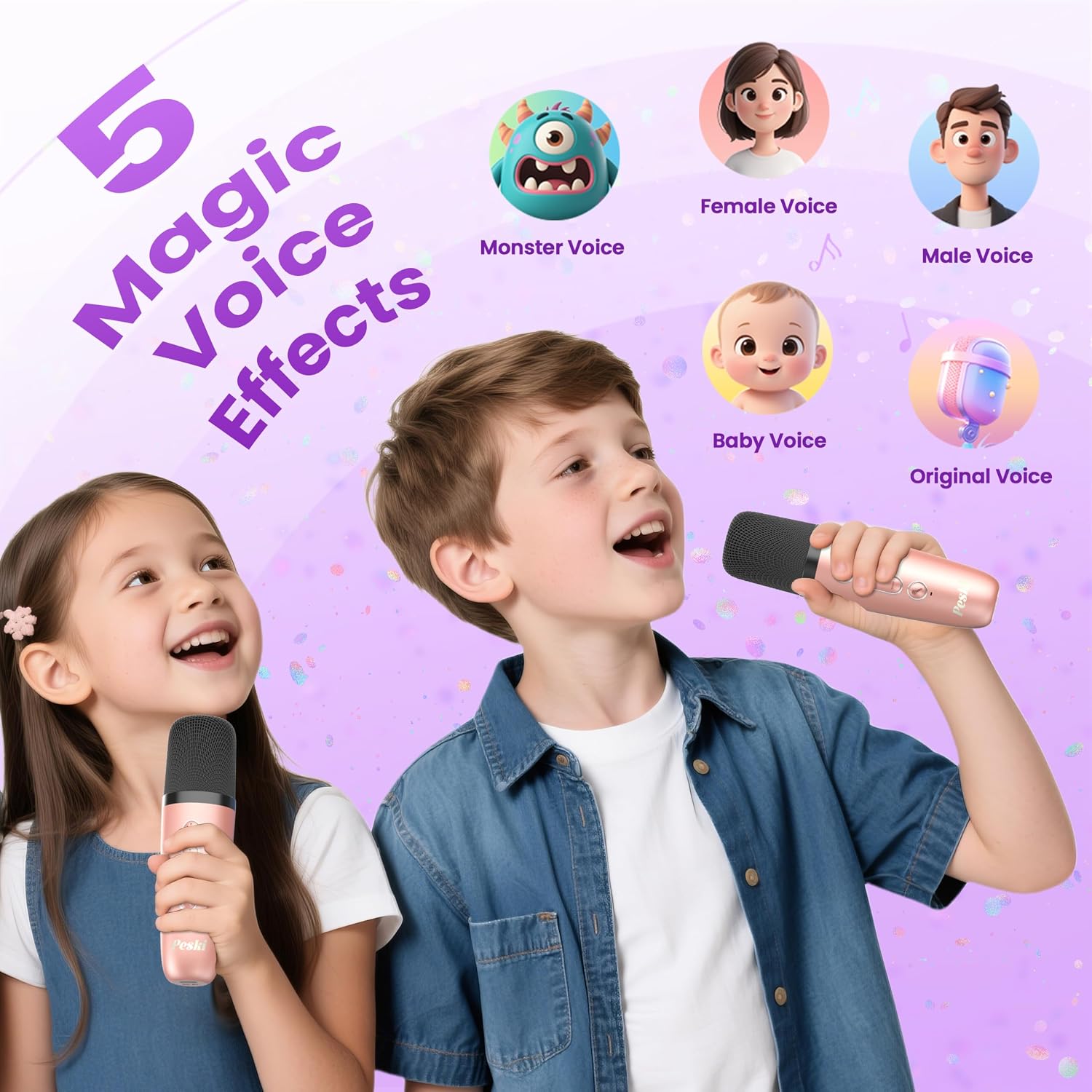 Mini Karaoke Machine, Portable Bluetooth Speaker & 2 Wireless Microphones | Karaoke Player Karaoke Microphone For
