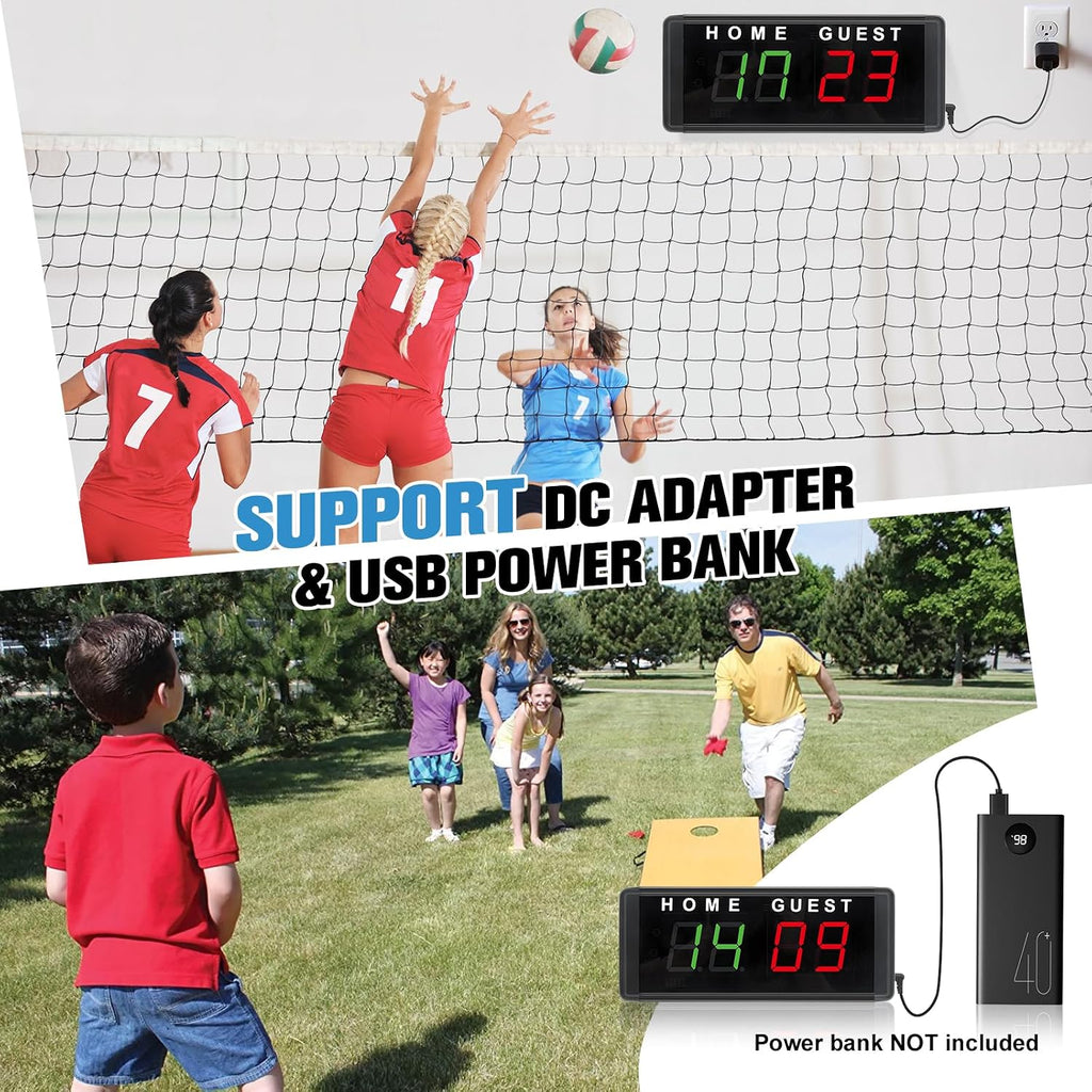 LED Electronic Scoreboard Digital Score Keeper with Remote & Tripod, Basketball Scoreboard with Shot Clock & Timer &