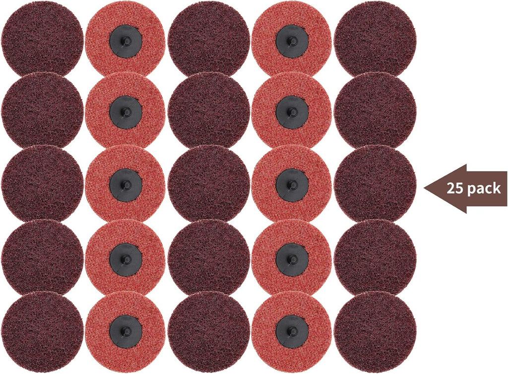 3 Inch Surface Conditioning Discs, 25 Pcs Medium Sanding Discs, Type-R Quick Change and Heat Dissipation (Red-Medium).