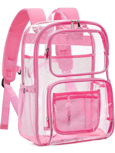 Clear Backpack Heavy Duty 17" Large PVC Bookbag with Reflective