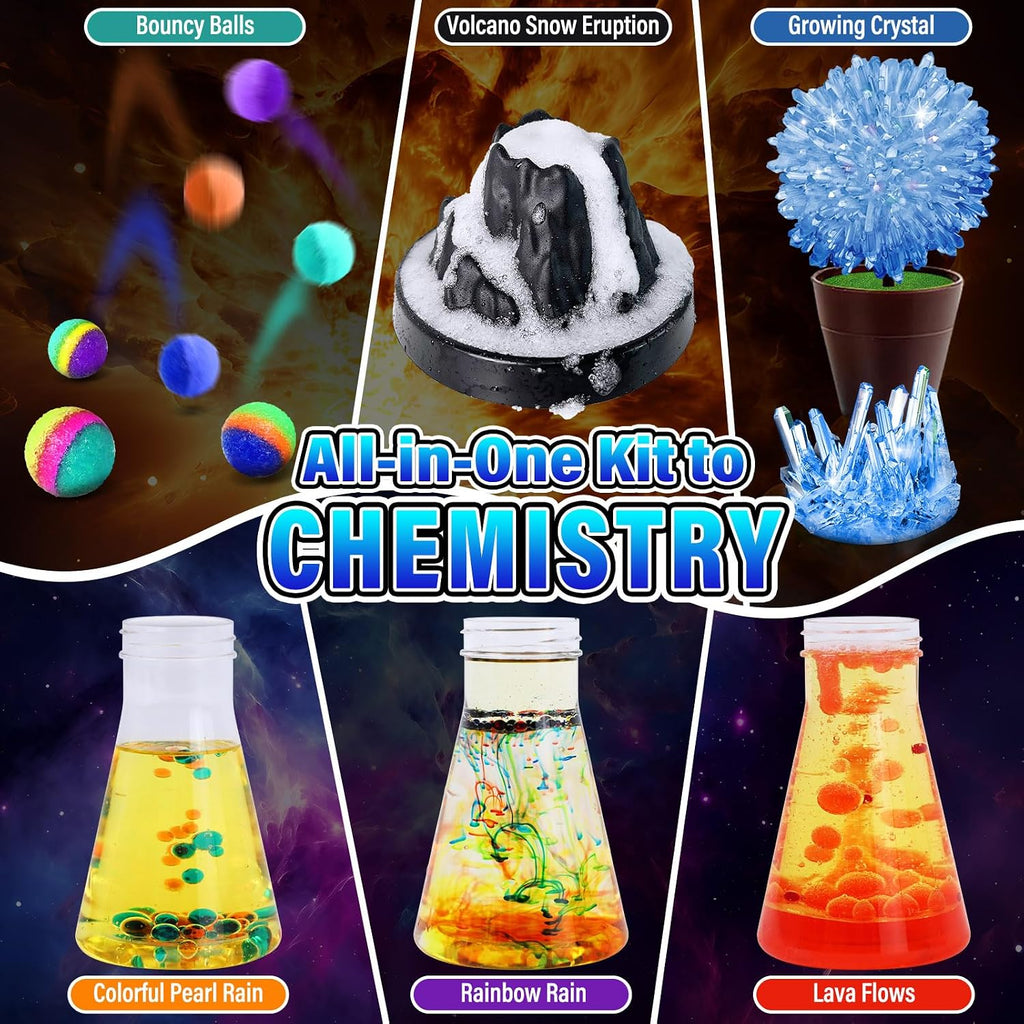 250 Experiment Science Kit for Kids t S.T.E.M Toys | Erupting Volcano, Planet Projects, Bouncy Ball, Scientist Set