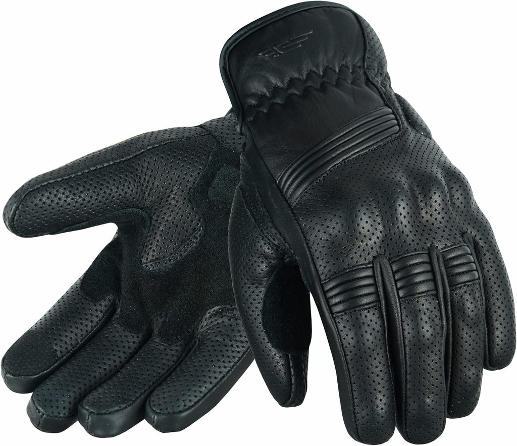 Motorcycle Gloves for Men and Women Summer Leather Riding Touchscreen with Hard Knuckle Perforated Breathable Biker