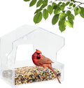 Clear Outdoor Window Bird Feeder with Strong Suction Cups – 1/2 Lb Seed Capacity - Perky Pet 345 - Entertaining Bird