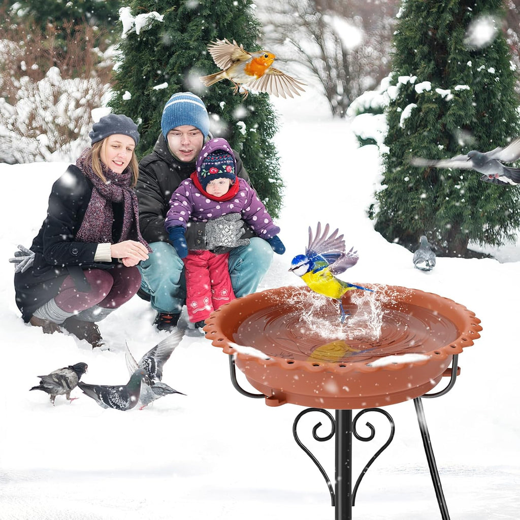 Heated Bird Bath for Outside Winter, Powerful 100W Thermostat Control Water Heated BirdBaths Bowl for Outdoors with