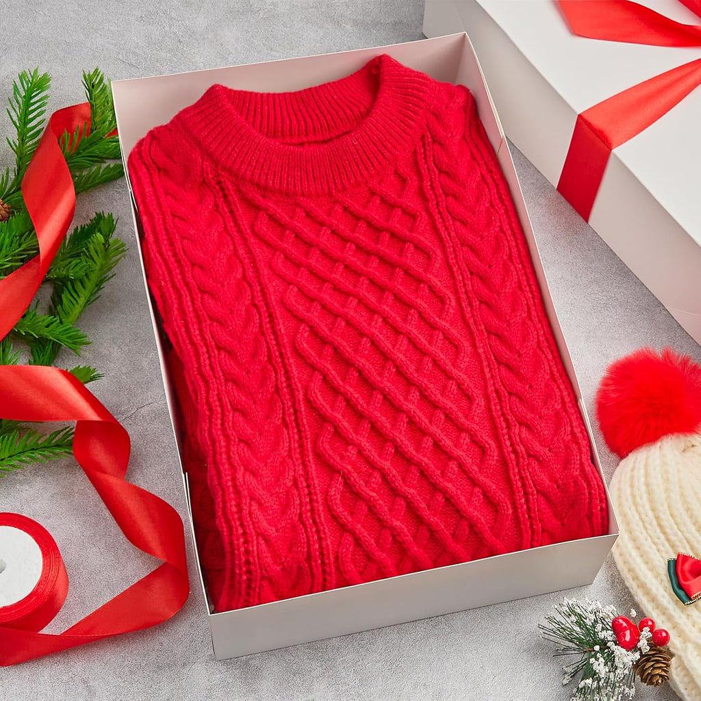 10 Pack Extra Large Gift Boxes with Lids for Presents, 17 x 11 x 4 Inch Deep White Gift Boxes Auto Pop-Up Christmas