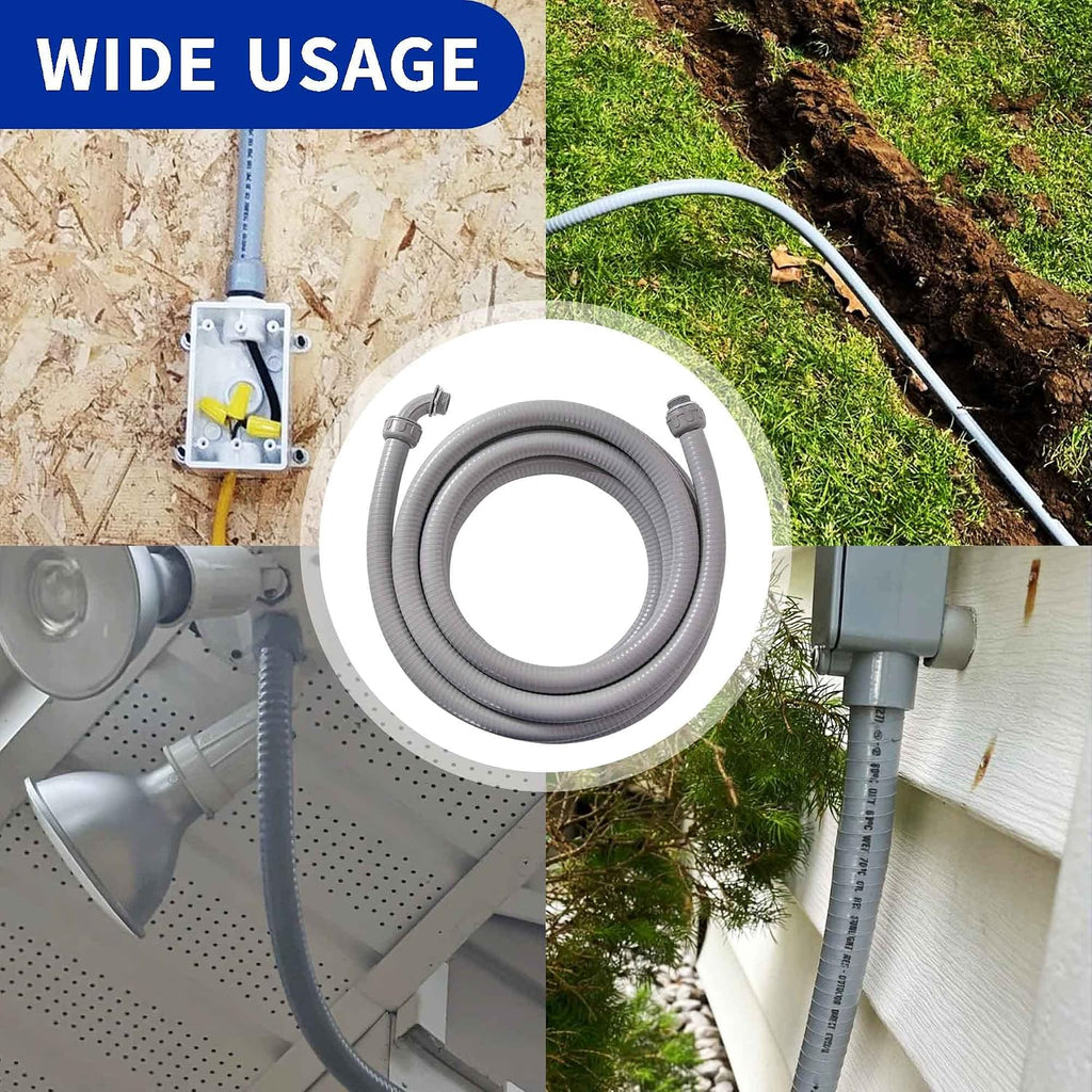 (1 inch Dia * 25 Feet) Yariwiz Flexible Electrical Conduit Liquid Tight PVC Conduit Kit with 3 PCS Coupling, 3 PCS