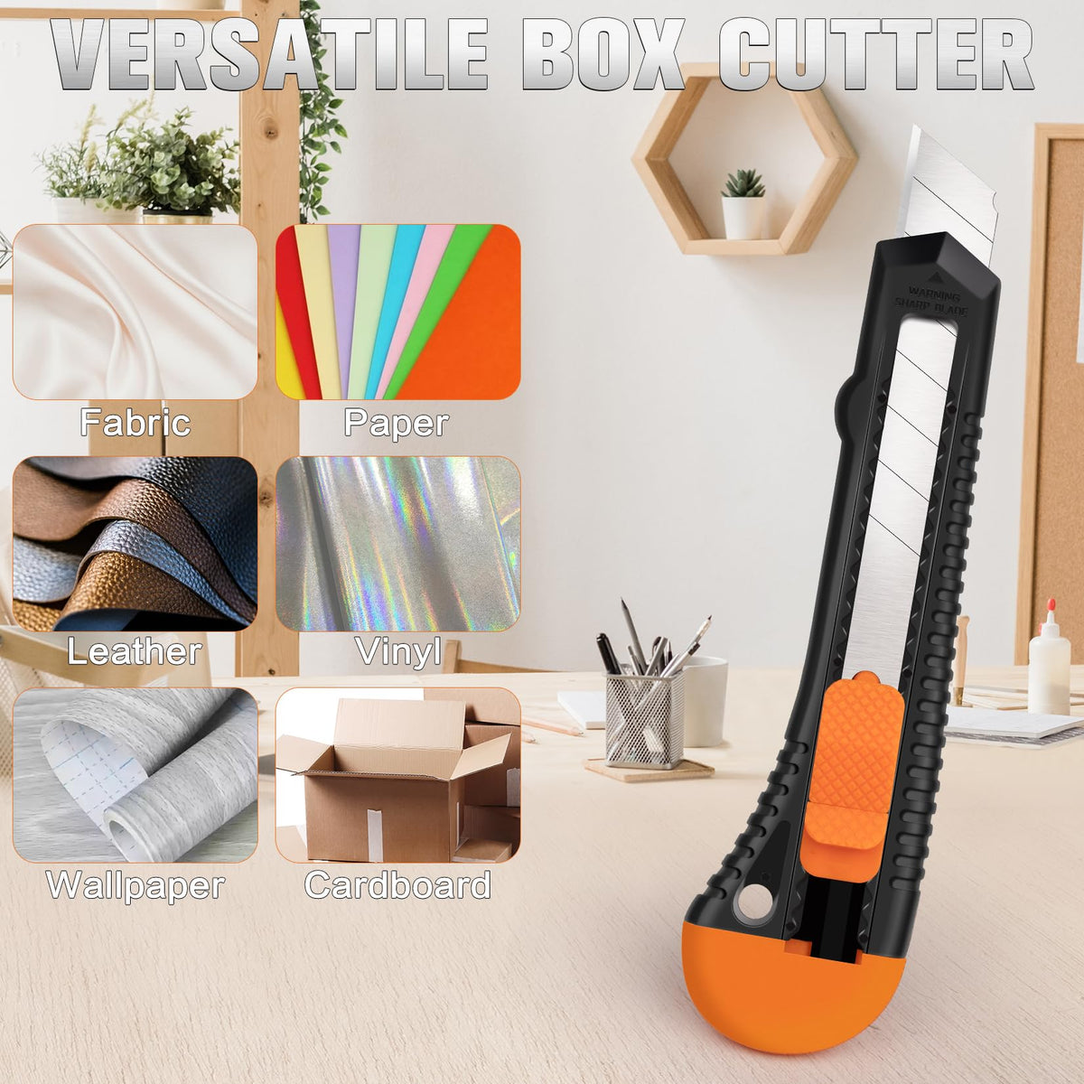 40 Pack Box Cutter Retractable, 18mm Utility Knife, Razor Knife