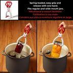 6-Piece Canning Set, Jar Lifter, Funnel & Lid Rack, White & Red