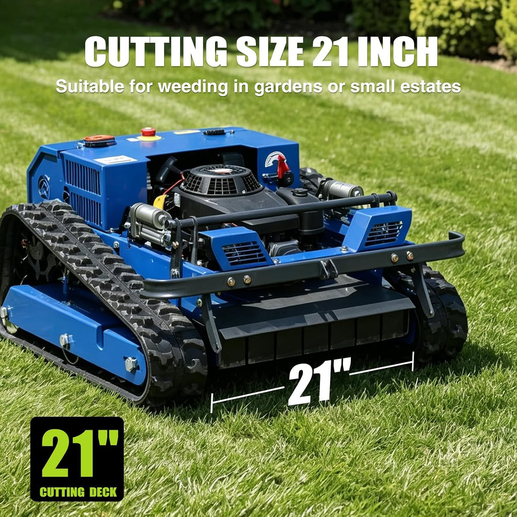 Remote Control Brush Cutter Mower – 9HP Gas, 55cm Deck, 45° Slope, Auto-Retract Blades, 1600W Brushless Drive – for