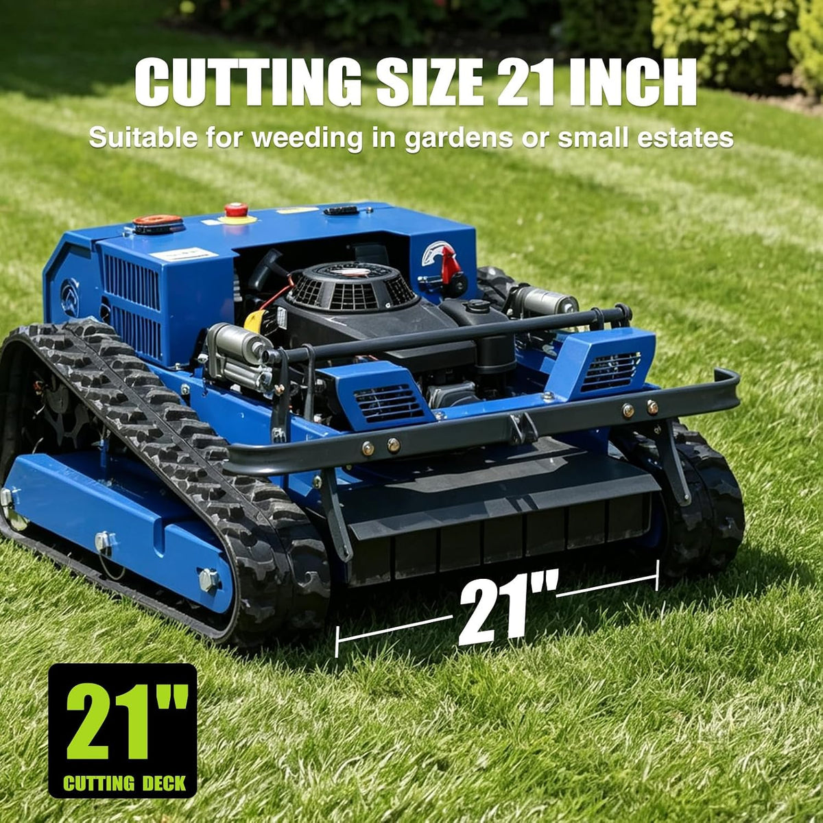 Remote Control Brush Mower – 9HP Gas, 55cm Wide Deck, Auto-Retract Blades, 45° Slope, 1600W Brushless Drive – for