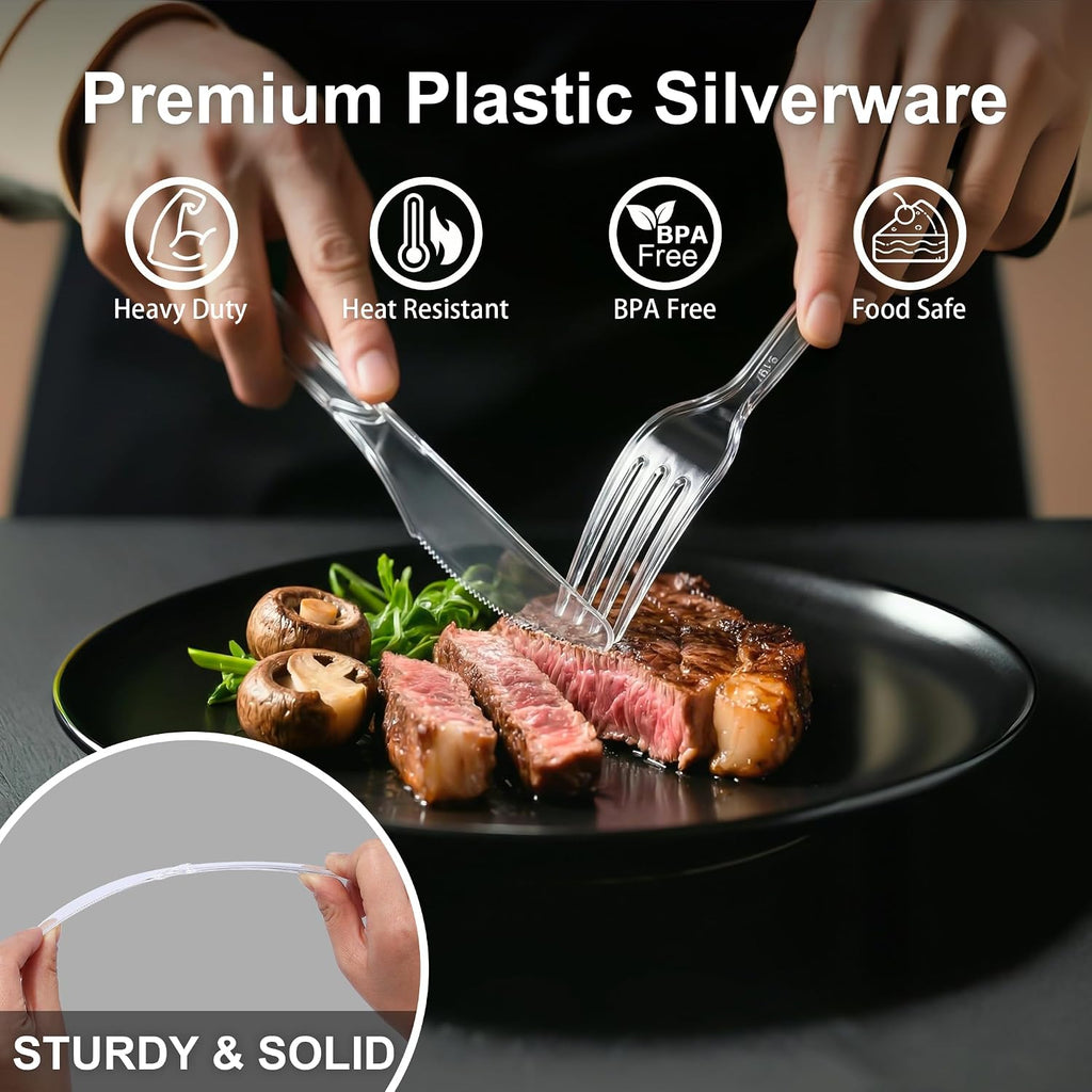 1000 Count Extra Heavy Duty Plastic Silverware Disposable Cutlery