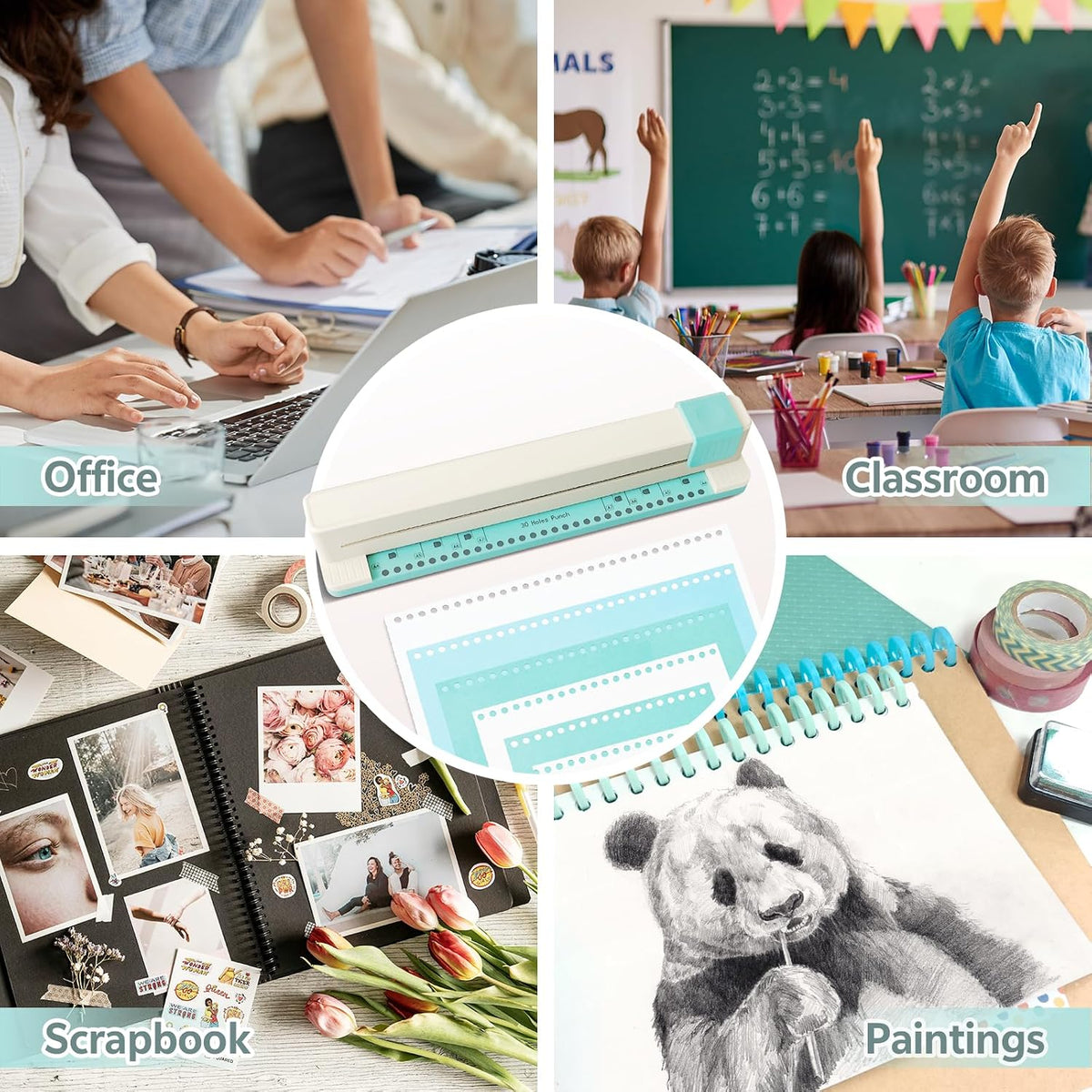 30 Hole Punch Binding Machine Heavy Duty Paper Puncher Extra Binding Spirals for Making Multiple Size Notebooks