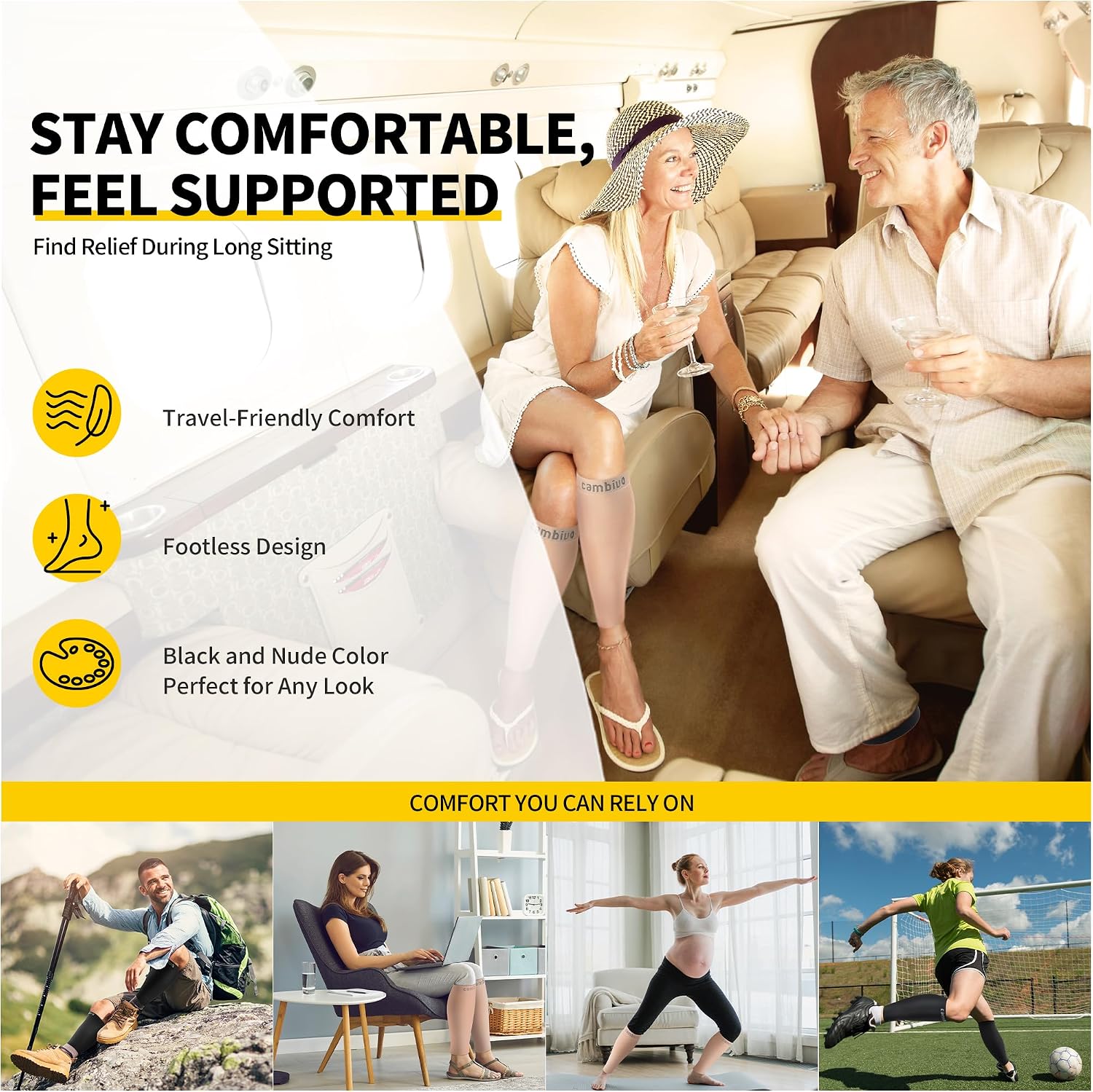 Calf Compression Sleeve for Women & Men - 20-30mmHg Footless Compression Socks Support for Pain Relief, Varicose Vein
