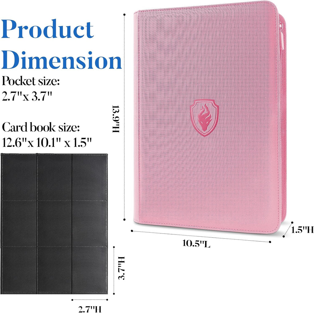 Premium Zip Card Binder, Fabmaker 9 Pocket Trading Card Binder PU Cover | Zipper Card Collection Album for 360 Cards