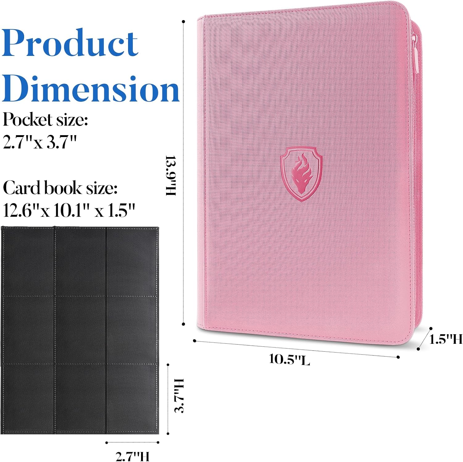 Premium Zip Card Binder, Fabmaker 9 Pocket Trading Card Binder PU Cover | Zipper Card Collection Album for 360 Cards