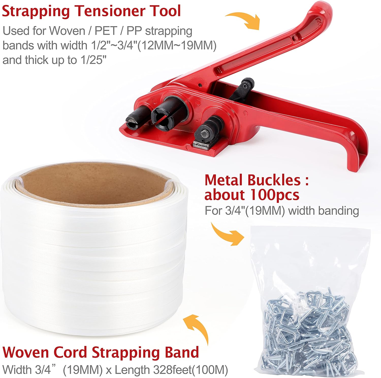 Woven Cord Banding Strapping Kit - Woven Strapping Kit Poly Pallet Packaging Banding Tool Strapping Tool Strapping