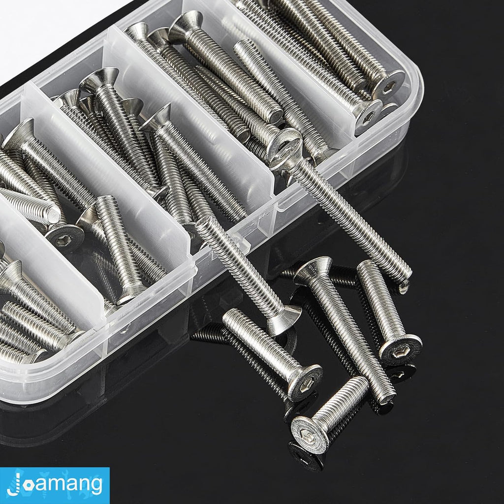 M5 x 20mm 25mm 30mm 35mm 40mm Flat Head Hex Socket Cap Screws Countersunk Bolts, Stainless Steel 304, Metric Allen