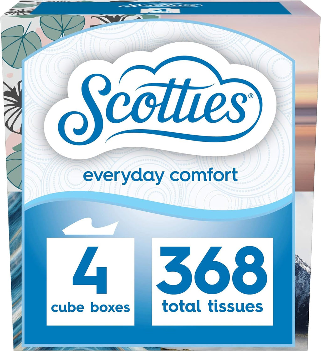 Everyday Comfort Facial Tissues, 2-Ply, 92 Tissues Per Box, (Pack of 4)