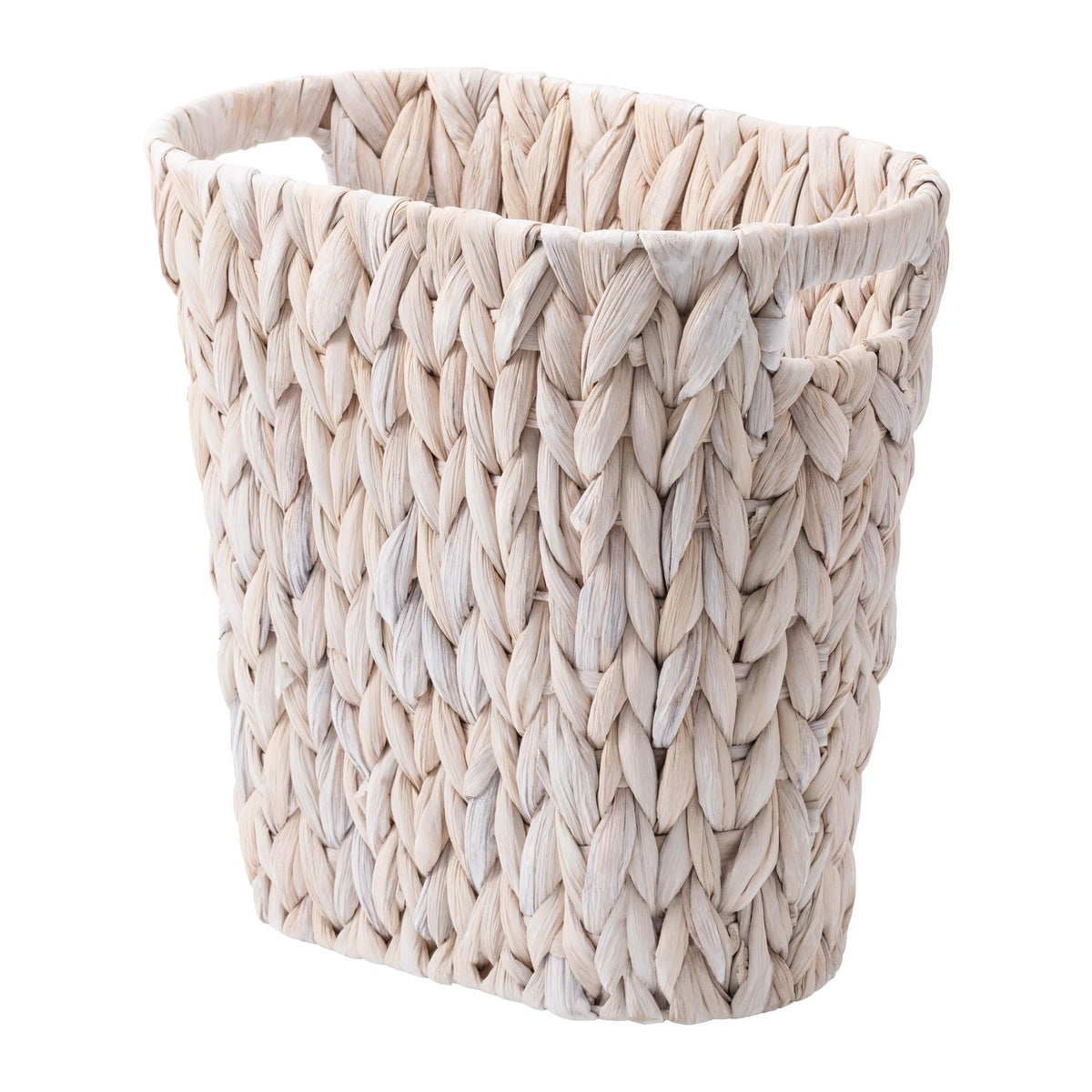 Bathroom Garbage Can, Wicker Waste Basket for Bathroom, White