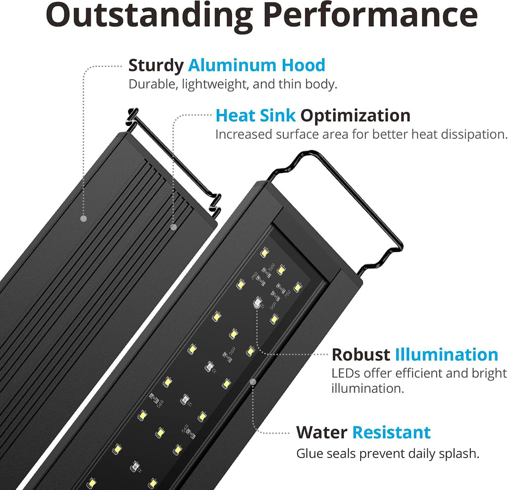 C10 Plant Aquarium Light, 12-18 in, 9W, Full Spectrum with Timer