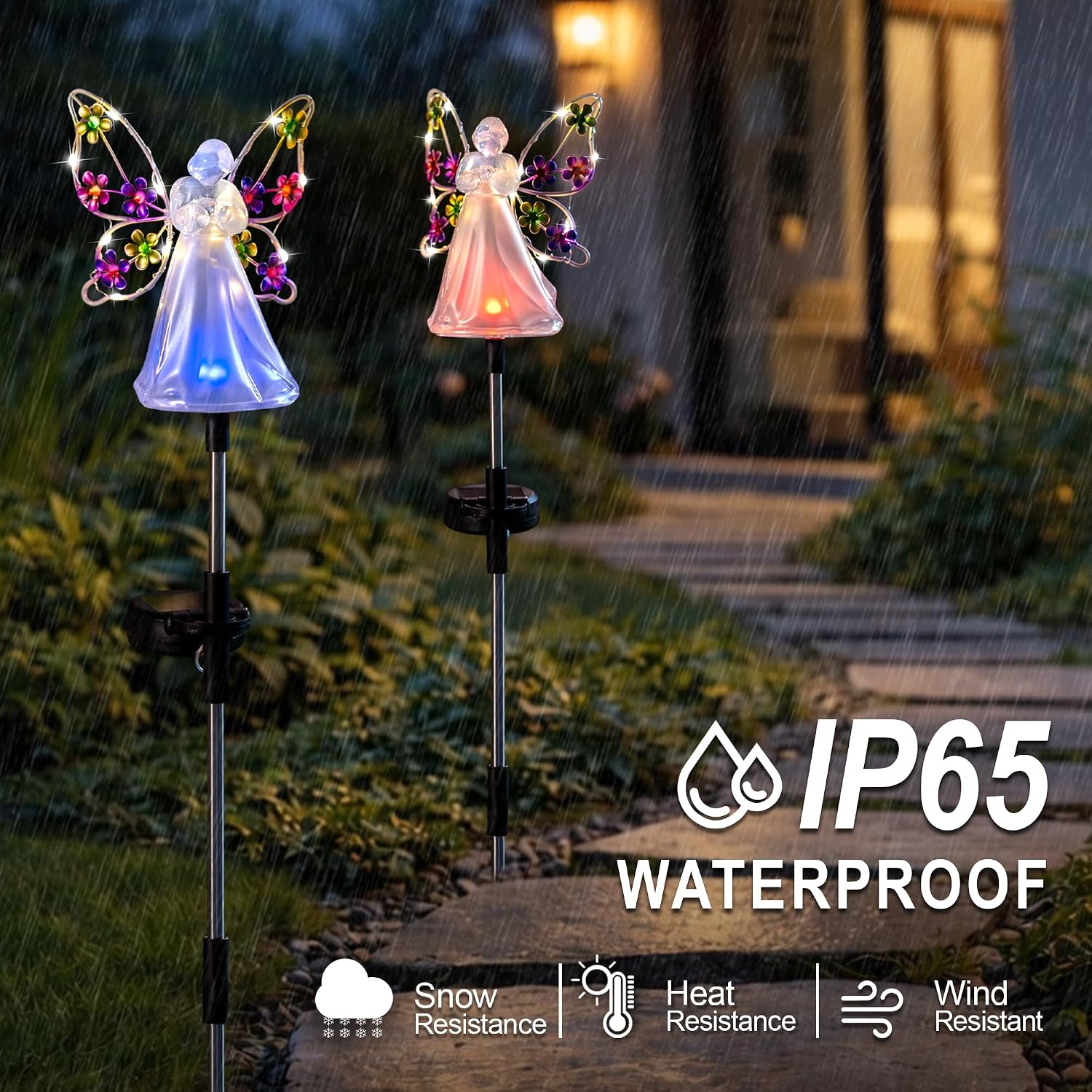Angel Solar Lights for Cemetery Memorial Gift Grave Decorations Solar Angel Stake Lights Outdoor Waterproof Garden