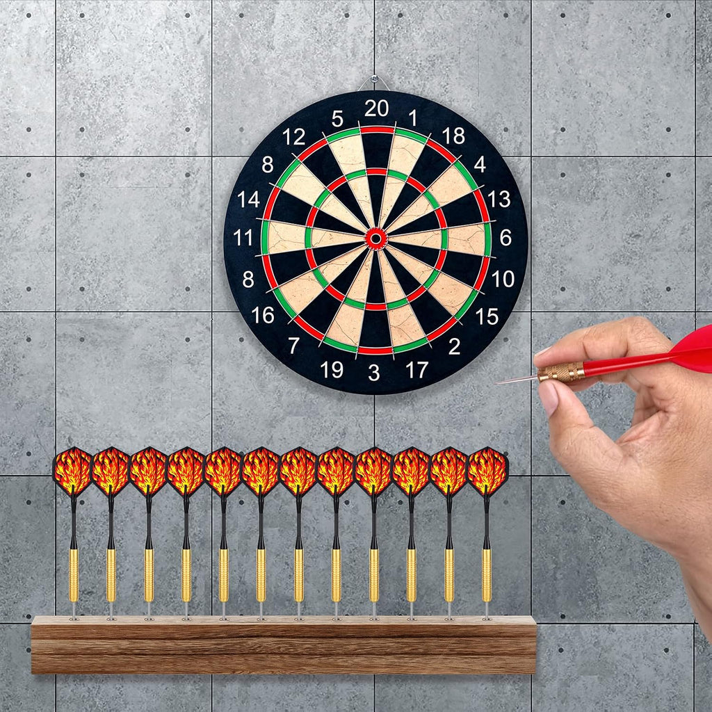 5 Pcs Dart Holder Wall Mount Displays Sets Including 1 Wooden Darts Holder 2 Throw Line Marker 2 Hook for Dart