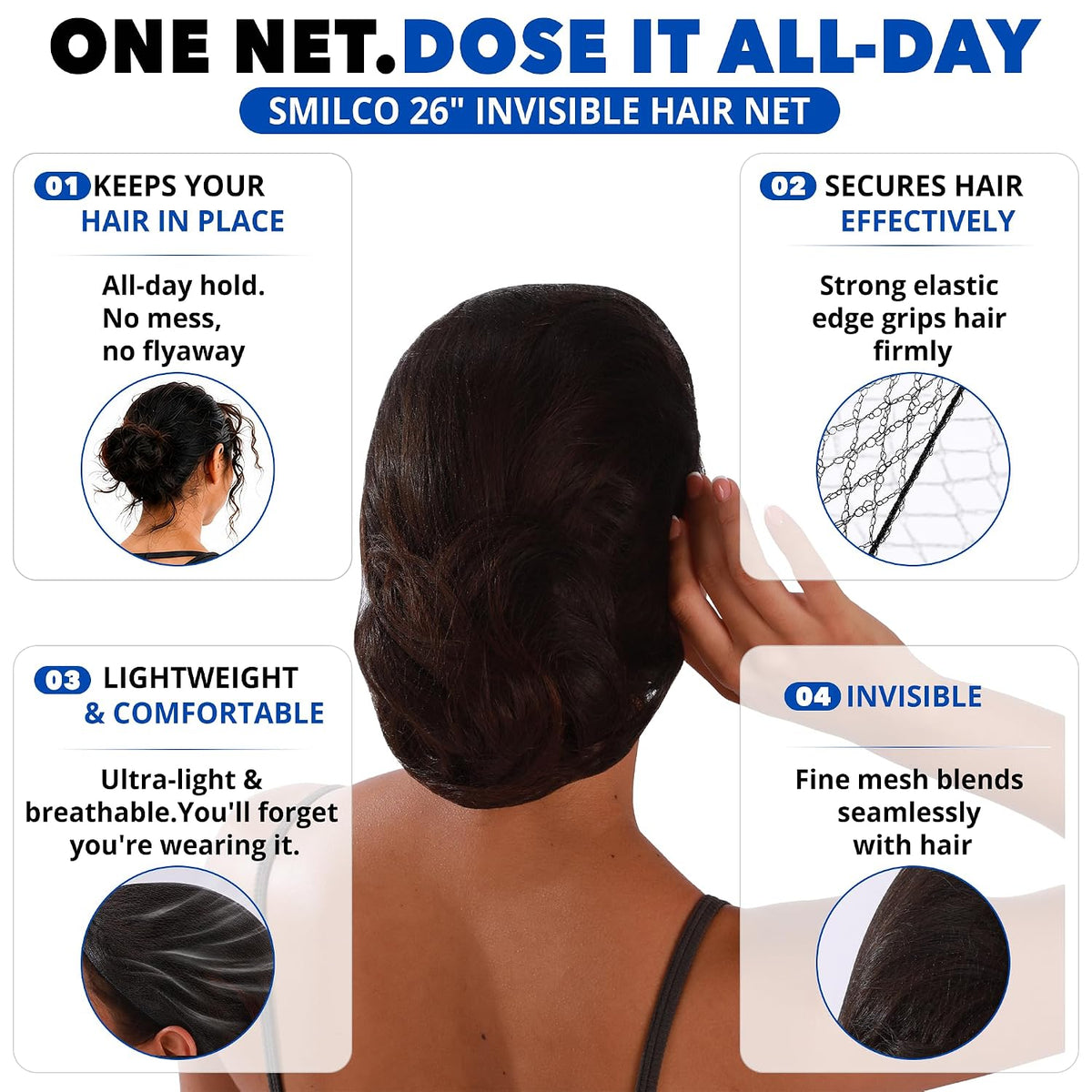 100-Pack 26-Inch Black Nylon Hair Net for Food Service Workers