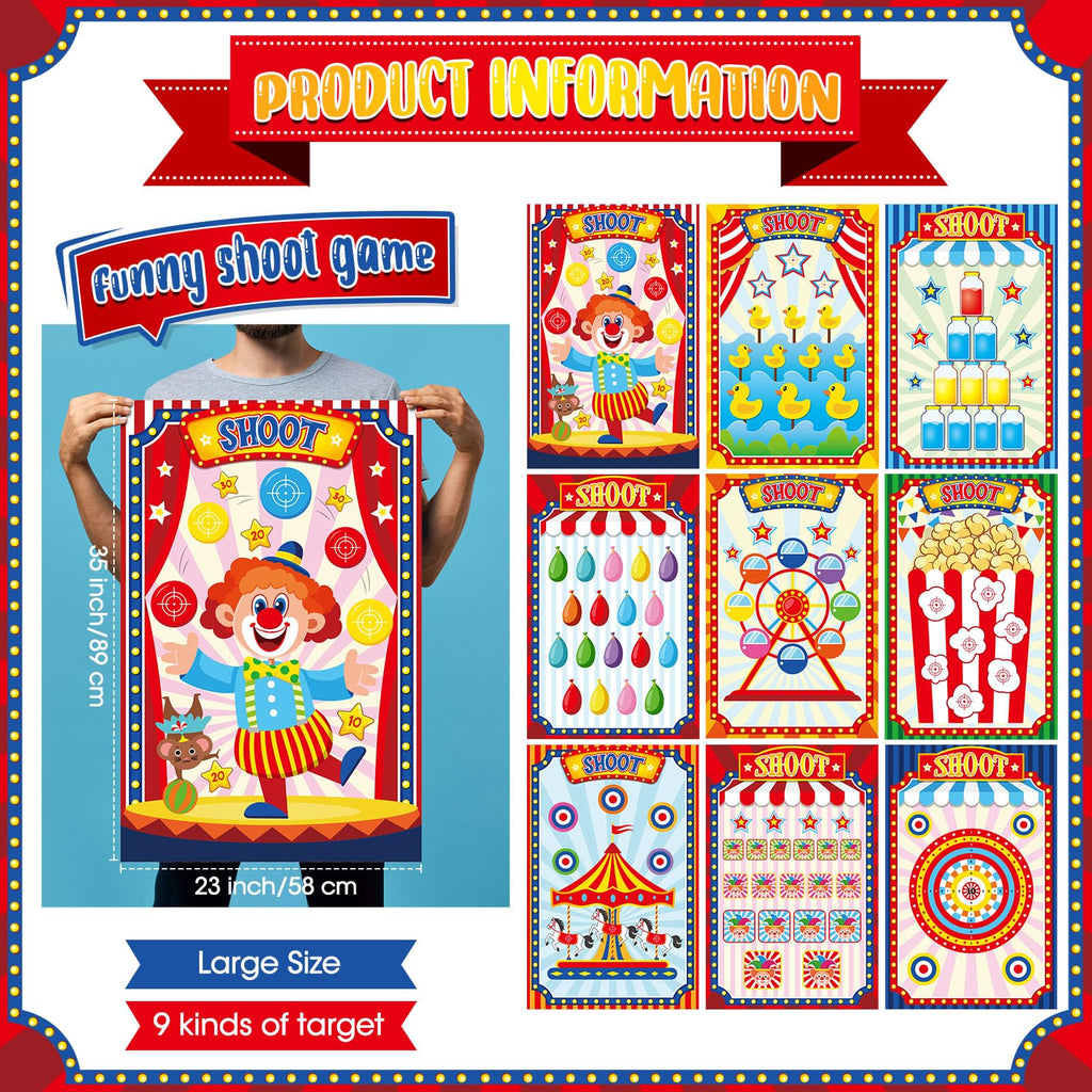 9 Pcs Carnival Shooting Targets, Paper Targets for Shooting Range